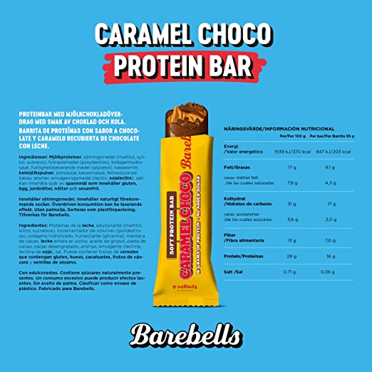 BAREBELLS PROTEIN BAR 55g SOFT CARAMEL CHOCO