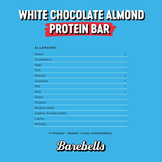 BAREBELLS PROTEIN BAR 55g WHITE CHOCOLATE ALMOND